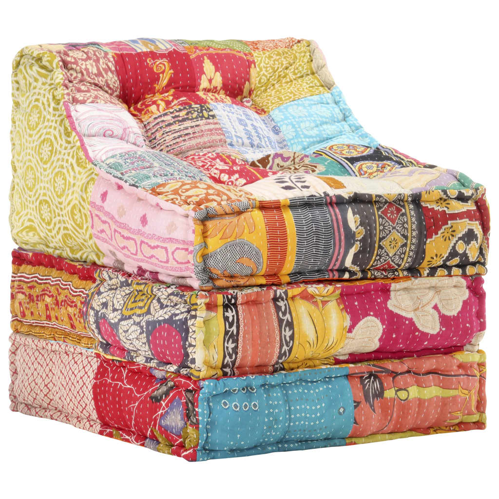 Vidaxl Pouf Patchwork en tissu modulaire