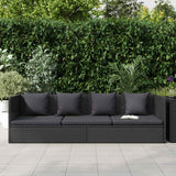 Vidaxl tuinbed met kussens poly rattan zwart