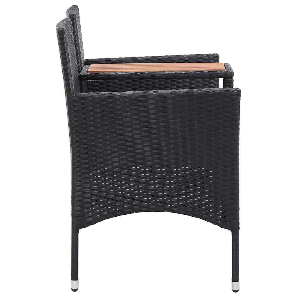 Vidaxl tuinbank 2-zits met tafeltje 143 cm poly rattan zwart