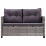 Vidaxl tuinbank 2-zits met kussens 124 cm poly rattan grijs