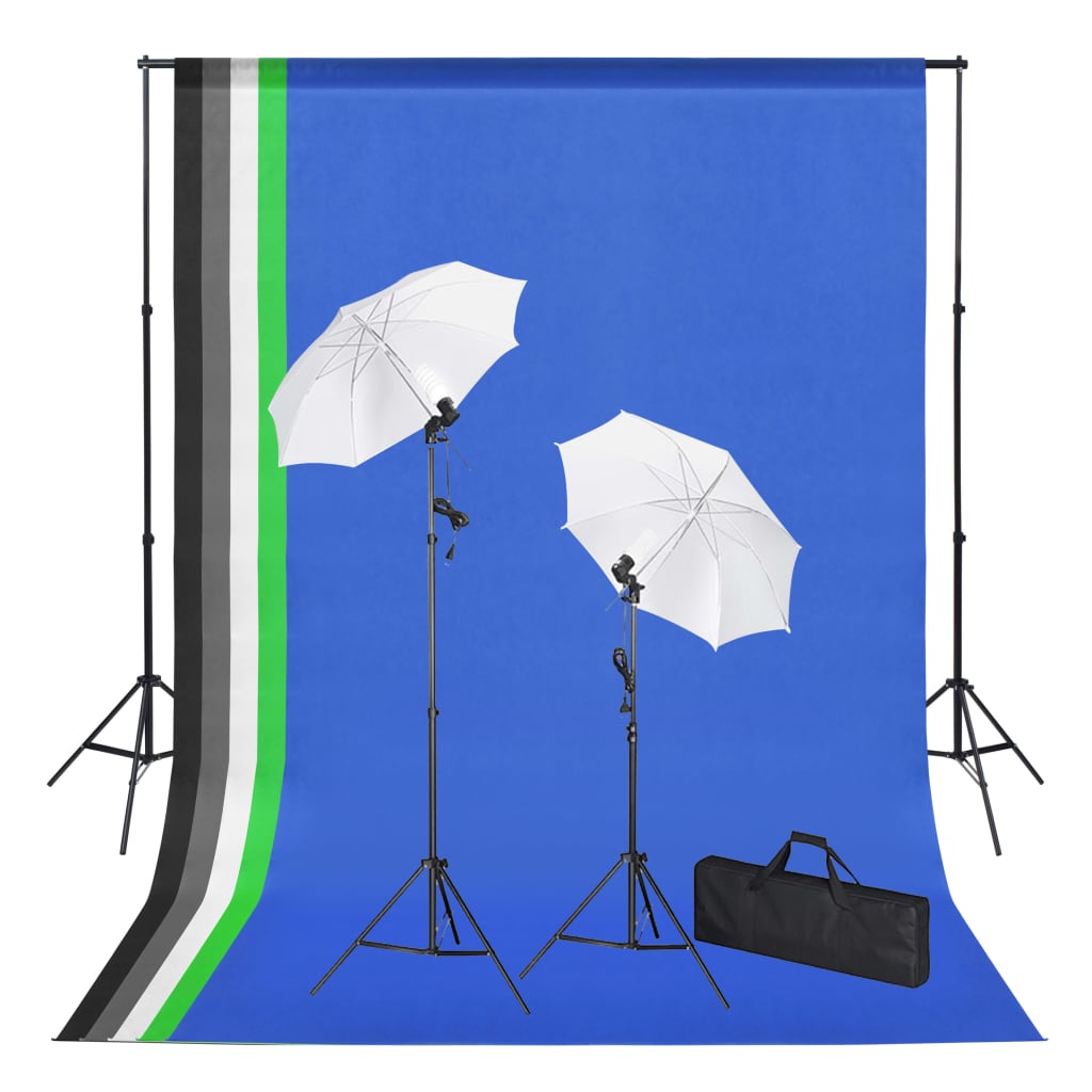 Vidaxl Photo Studio Set mit Hintergründen, Lampen und Regenschirmen