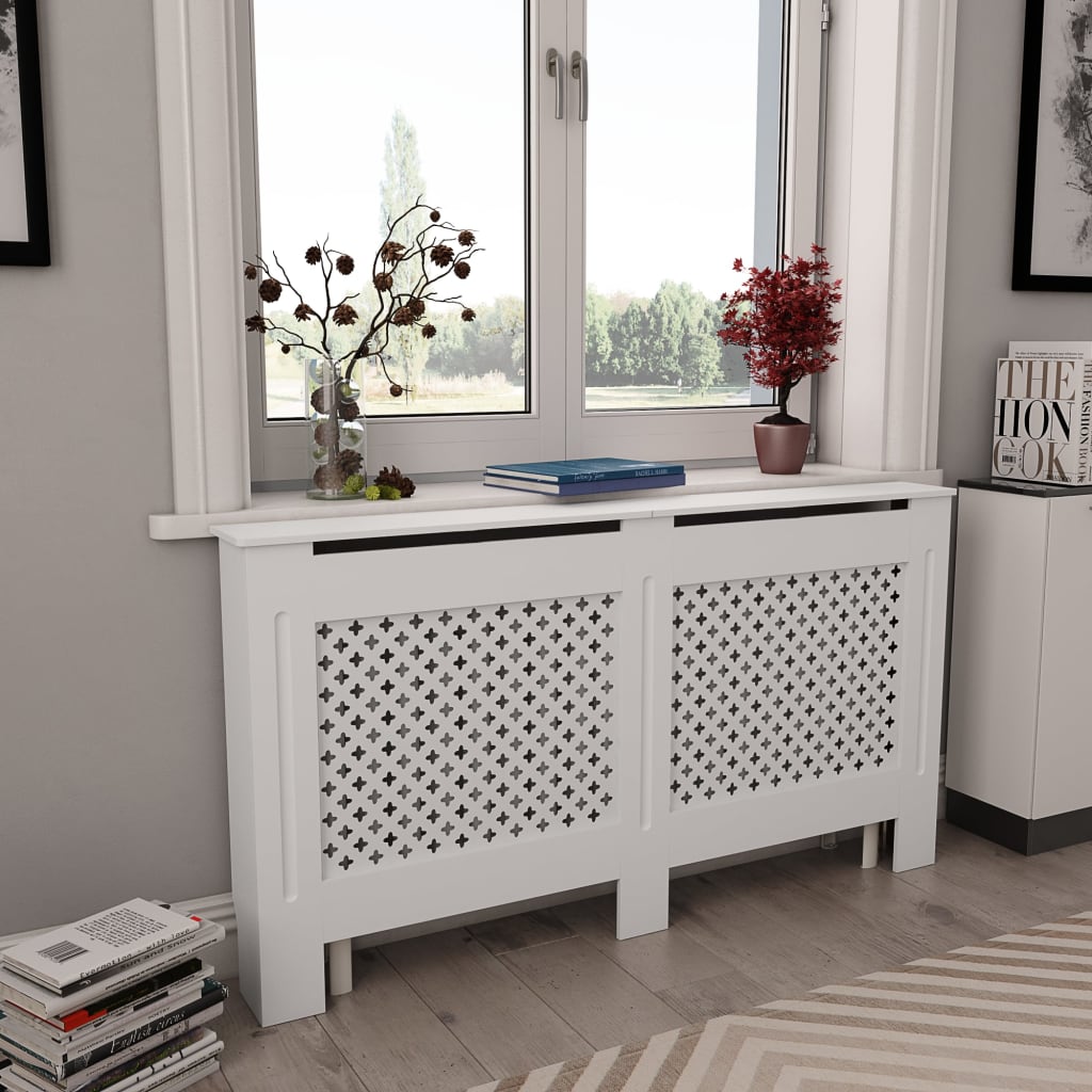 Vidaxl Radiatoroments 2 St 152x19x81.5 cm MDF bianco