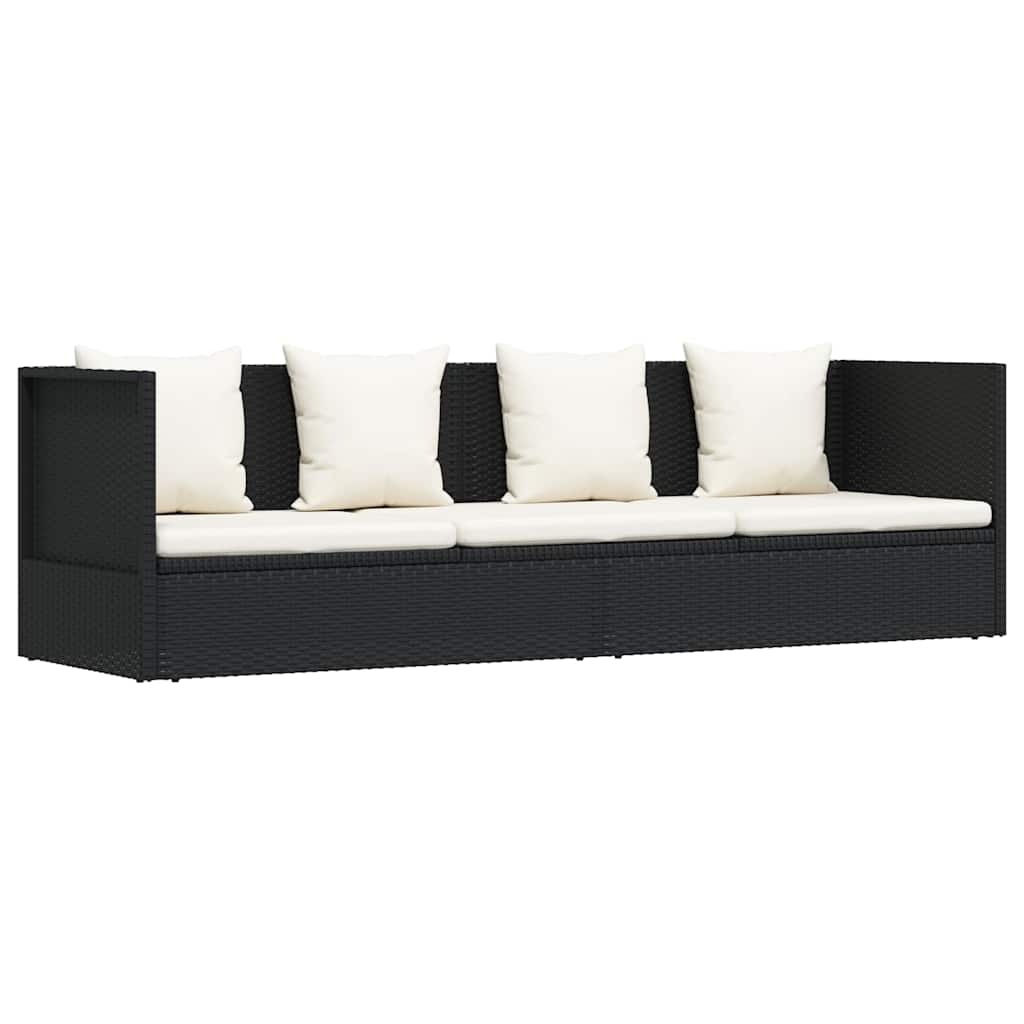Vidaxl tuinbed met kussens poly rattan zwart