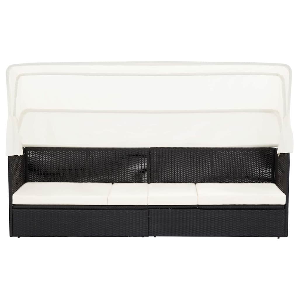 Vidaxl tuinbank met luifel poly rattan zwart