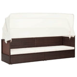 Vidaxl tuinbank met luifel poly rattan bruin