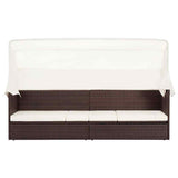 Vidaxl tuinbank met luifel poly rattan bruin
