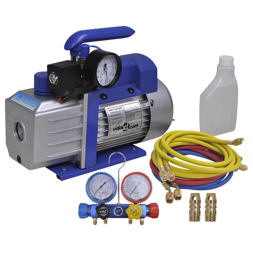 Vidaxl Vacuum Pump 1-stage with 4-fold manometers set