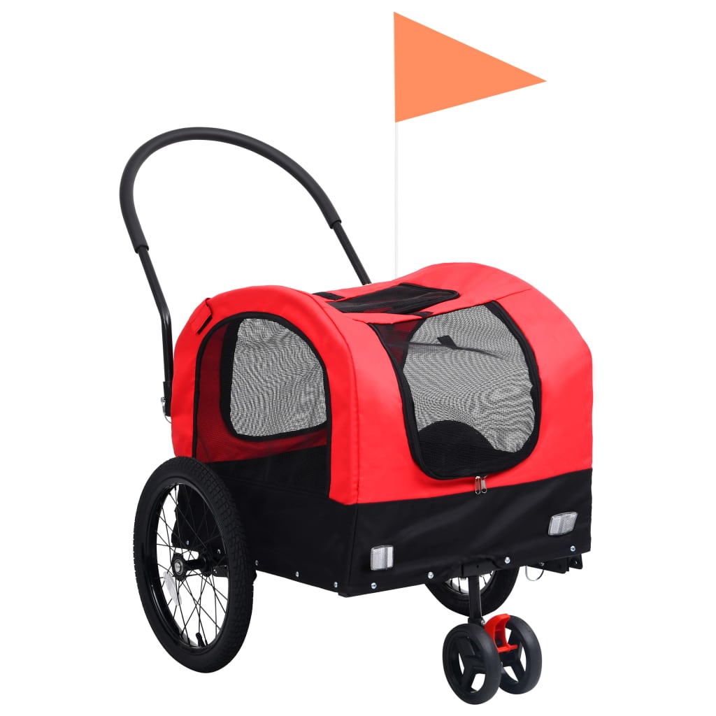 Vidaxl Trailer de bicicleta y PRAM 2-en-1 Rojo y Negro