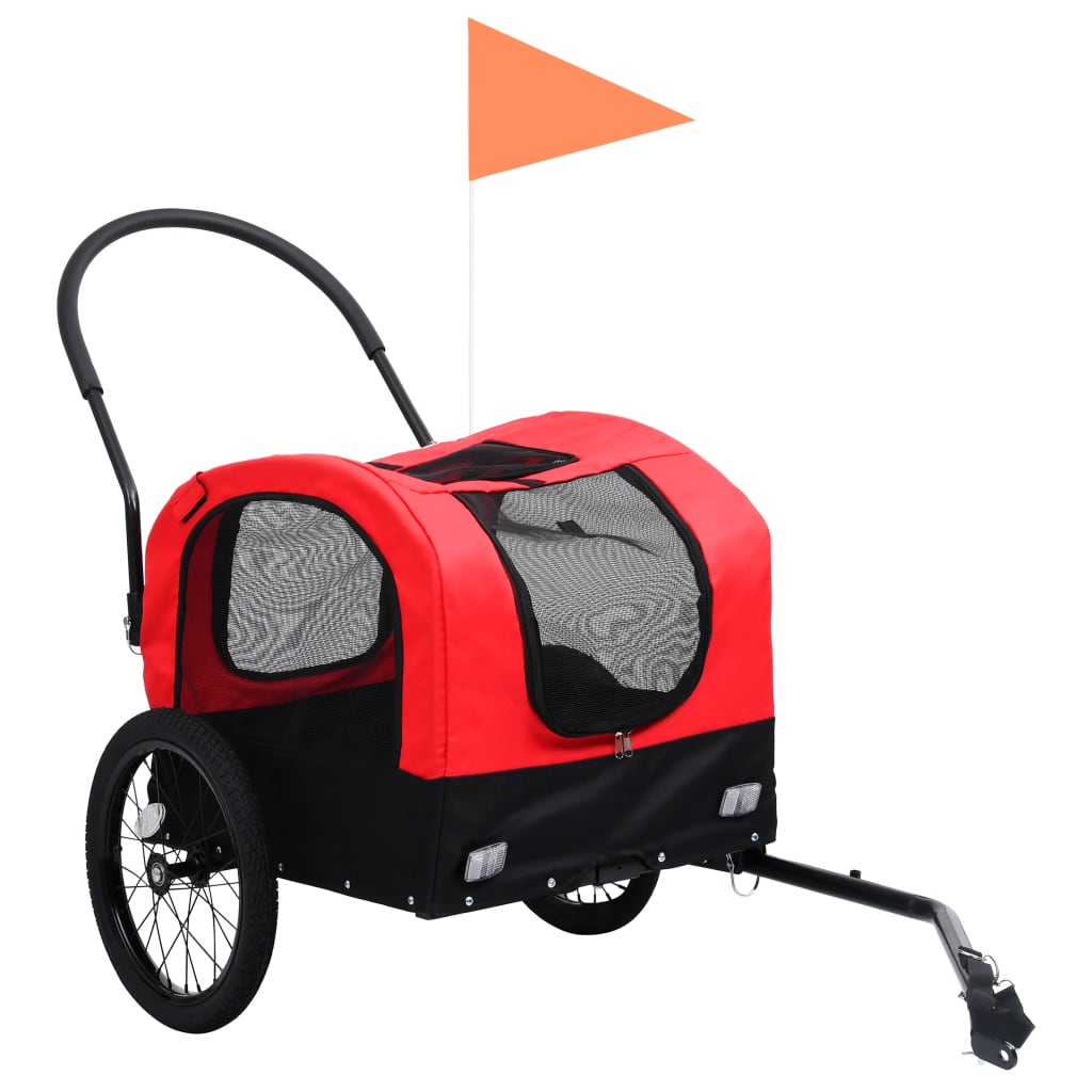 Vidaxl-Fahrradanhänger und Kinderwagen 2-in-1 rot und schwarz