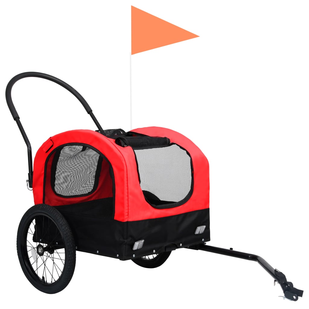 Vidaxl bicycle trailer and pram 2-in-1 red and black