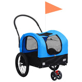 Vidaxl Bicycle Trailer a Dog Car 2-in-1 Blue and Black