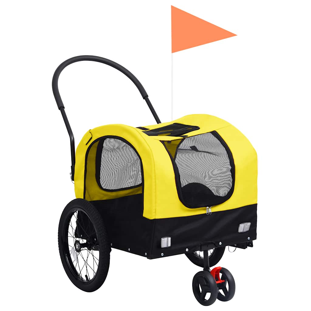 Vidaxl bicycle trailer and dog car 2-in-1 yellow and black