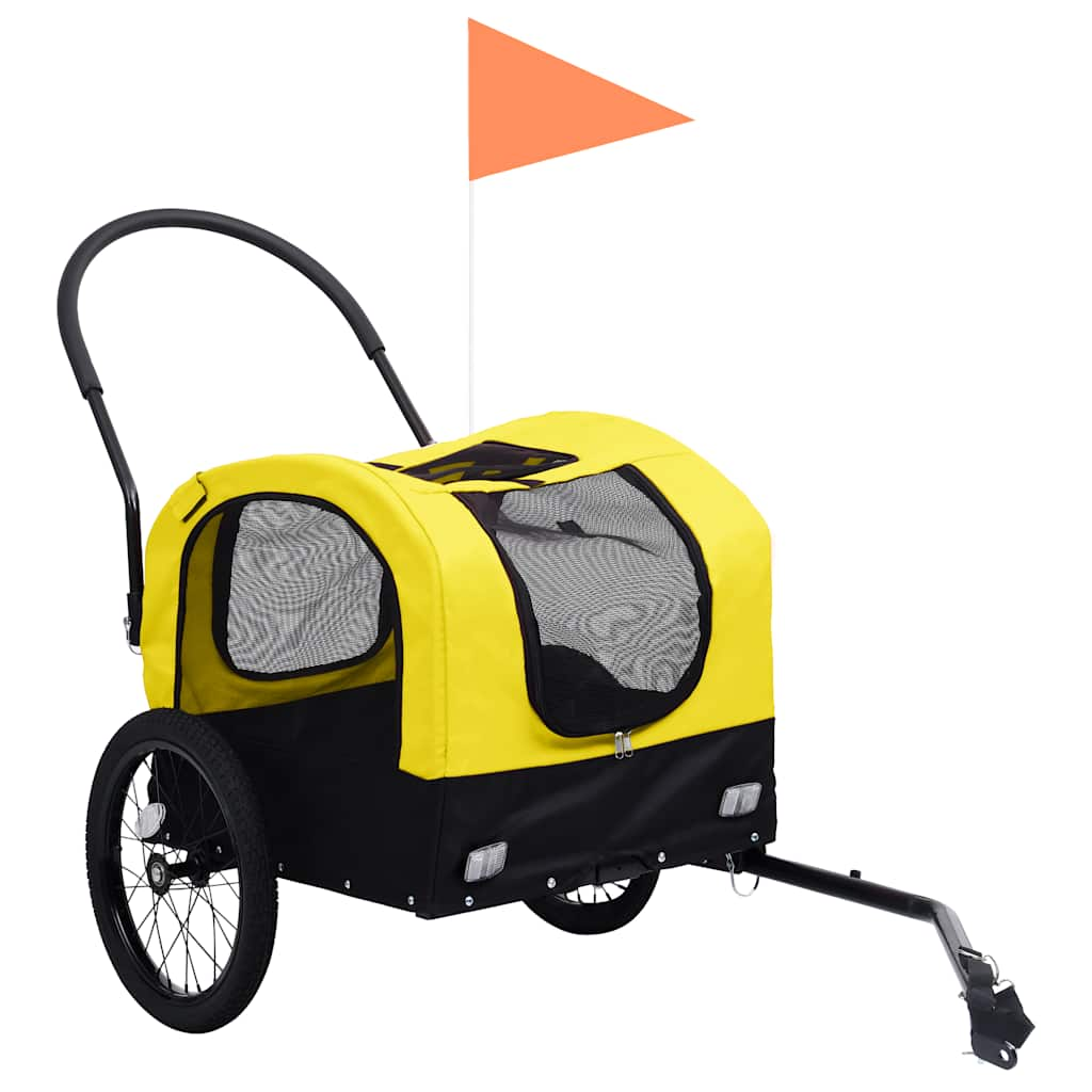 Vidaxl bicycle trailer and dog car 2-in-1 yellow and black