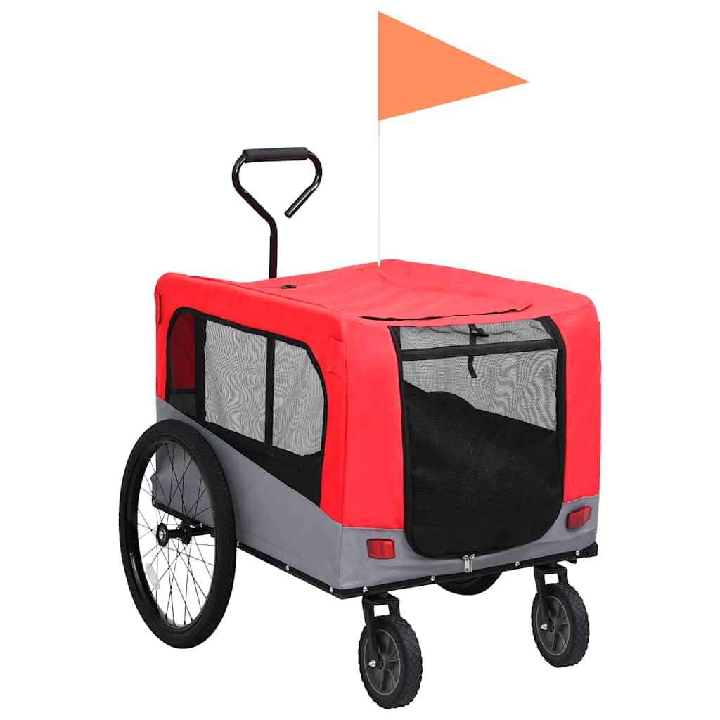 Vidaxl Bicycle Trailer e Dog Auto 2 in 1 rosso e grigio