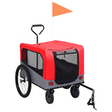 Vidaxl Trailer à vélo et voiture de chien 2 en 1 rouge et gris