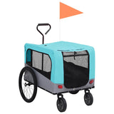 Vidaxl Bicycle Trailer e Dog Car 2 in 1 blu e grigio