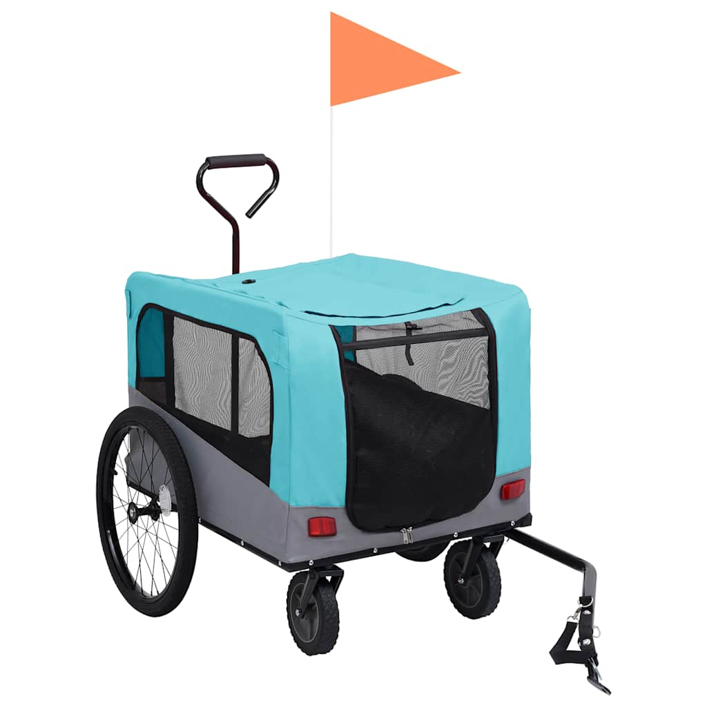 Vidaxl Bicycle Trailer et voiture de chien 2-en-1 bleu et gris