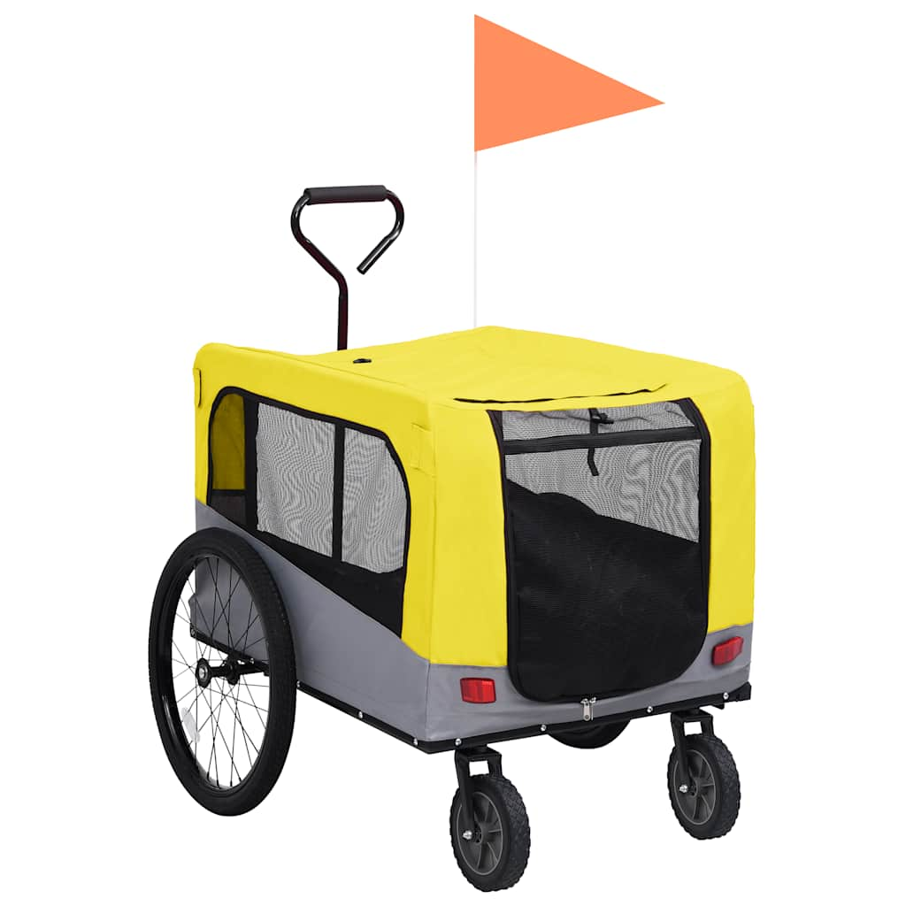 Vidaxl Bicycle Trailer et voiture de chien 2 en 1 jaune et gris