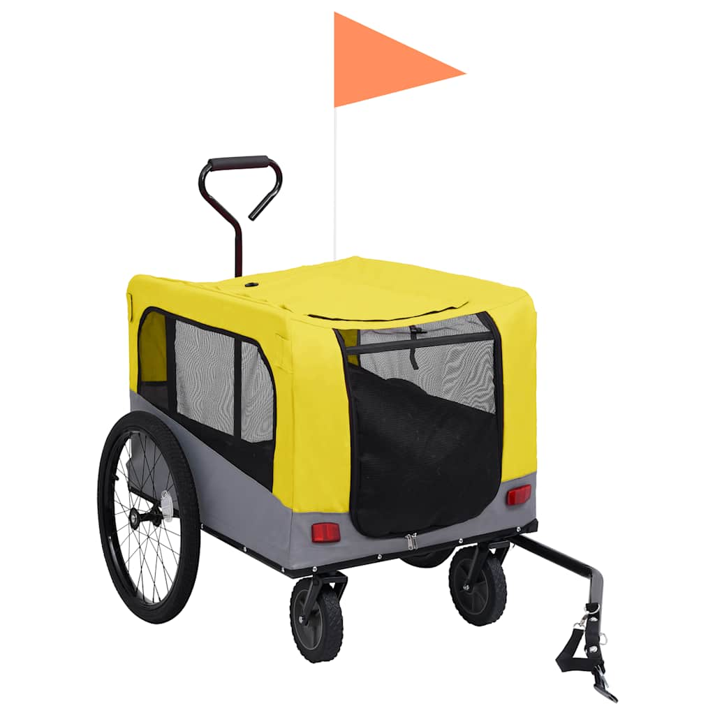 Vidaxl Bicycle Trailer e Dog Auto 2 in 1 giallo e grigio