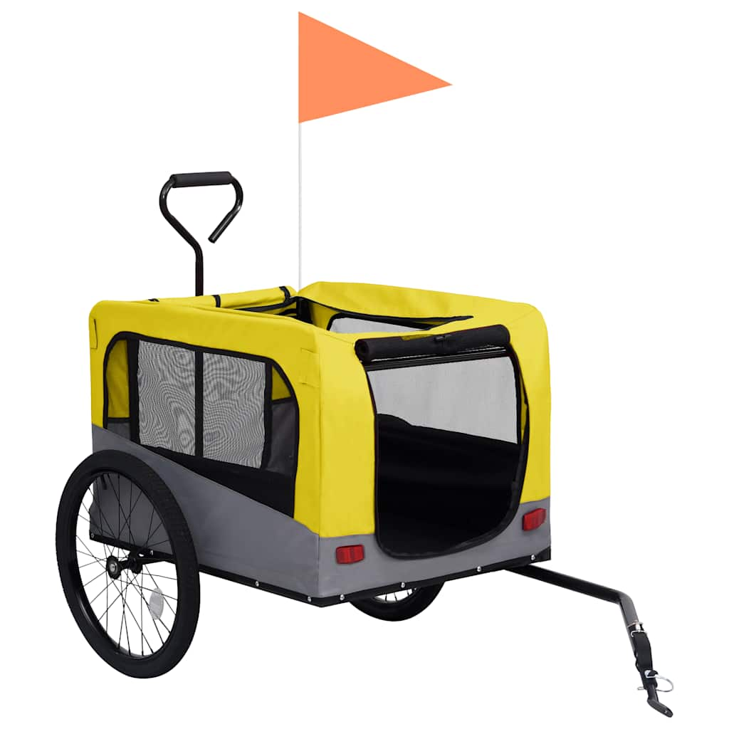 Vidaxl-Fahrradanhänger und Hundewagen 2-in-1 gelb und grau