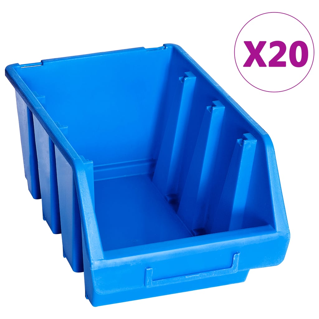 Vidaxl Stapelbakken 20 st plastique bleu