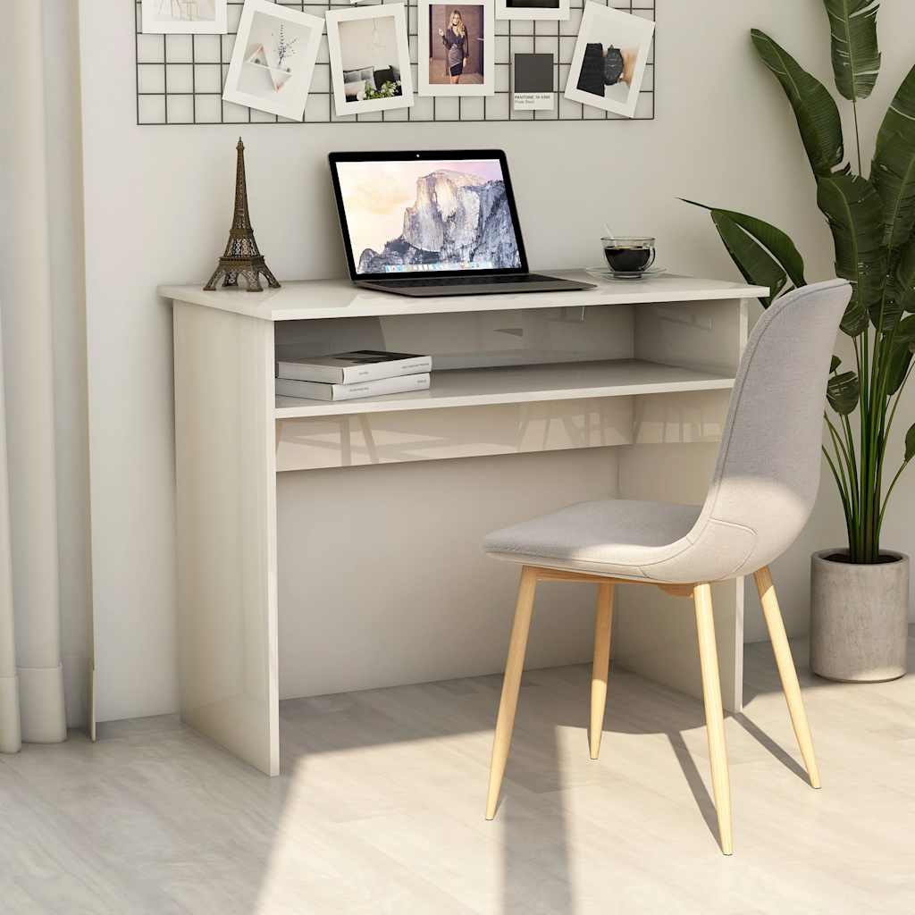 Vidaxl bureau 90x50x74 cm bewerkt hout hoogglans wit