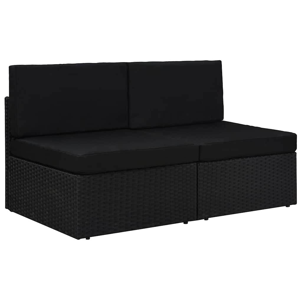 Vidaxl tweezitsbank sectioneel poly rattan zwart