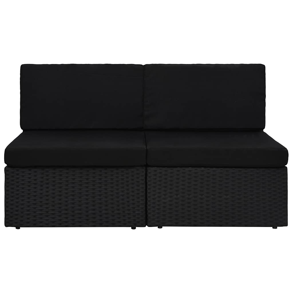 Vidaxl tweezitsbank sectioneel poly rattan zwart