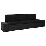 Vidaxl driezitsbank sectioneel poly rattan zwart