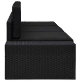 Vidaxl driezitsbank sectioneel poly rattan zwart