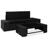 Vidaxl 3-delige loungeset poly rattan zwart