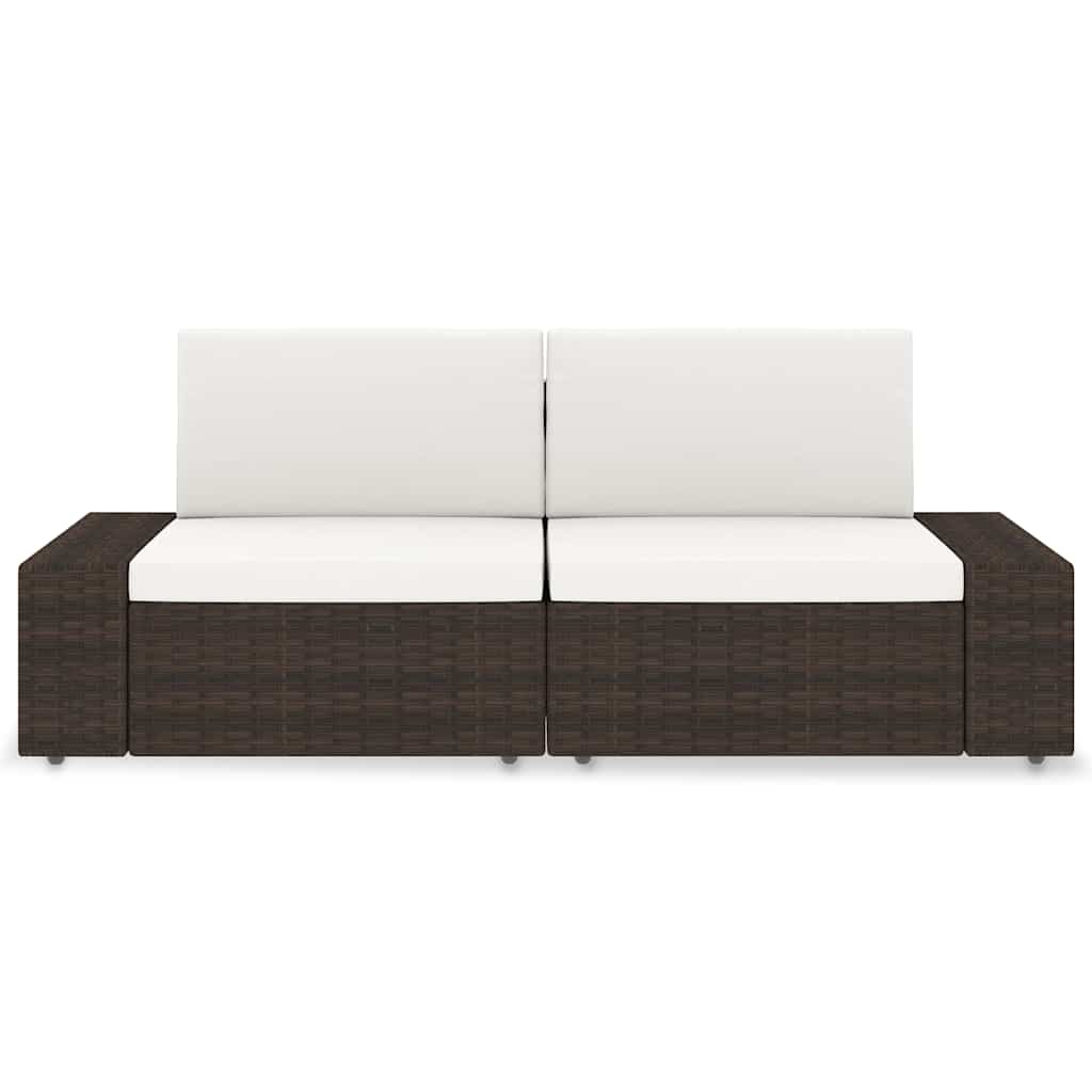 Vidaxl tweezitsbank sectioneel poly rattan bruin