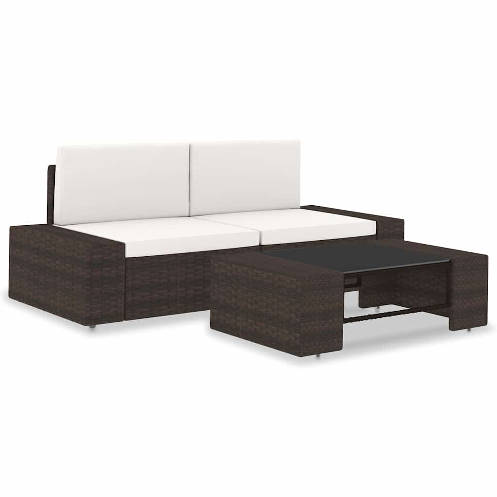 Vidaxl 3-delige loungeset poly rattan bruin