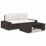 Vidaxl 3-delige loungeset poly rattan bruin