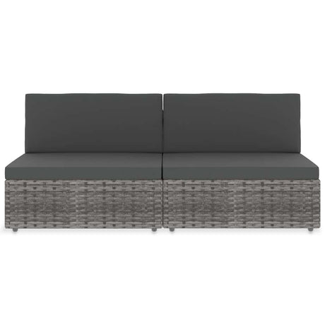 Vidaxl tweezitsbank sectioneel poly rattan grijs