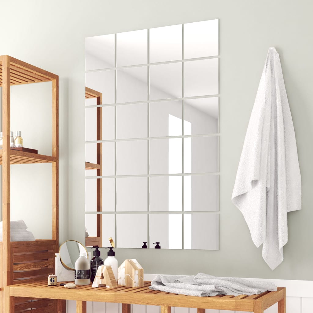 VIDAXL 48 ST Mirror Fliesen quadratische Glas