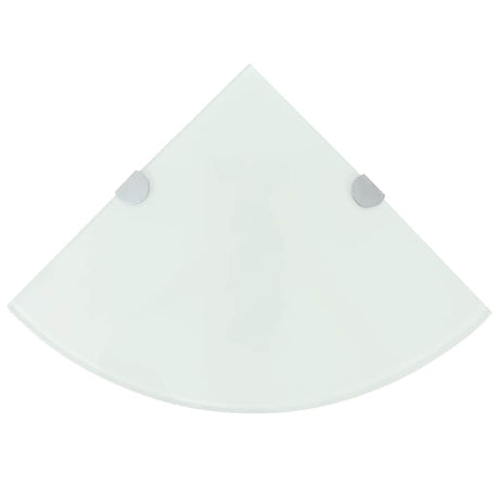 Vidaxl hoekschappen 2 st met chromen dragers 25x25 cm glas wit
