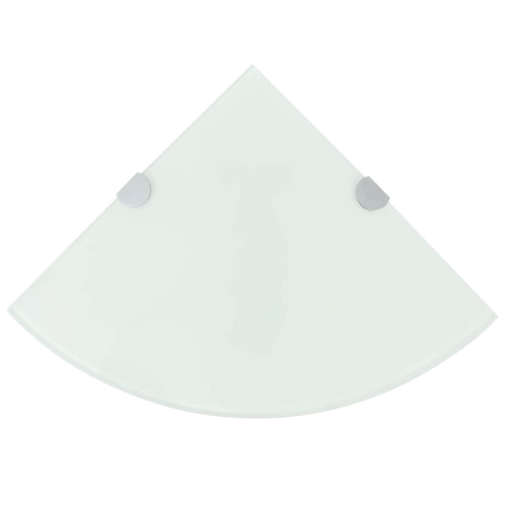 Vidaxl hoekschappen 2 st met chromen dragers 35x35 cm glas wit