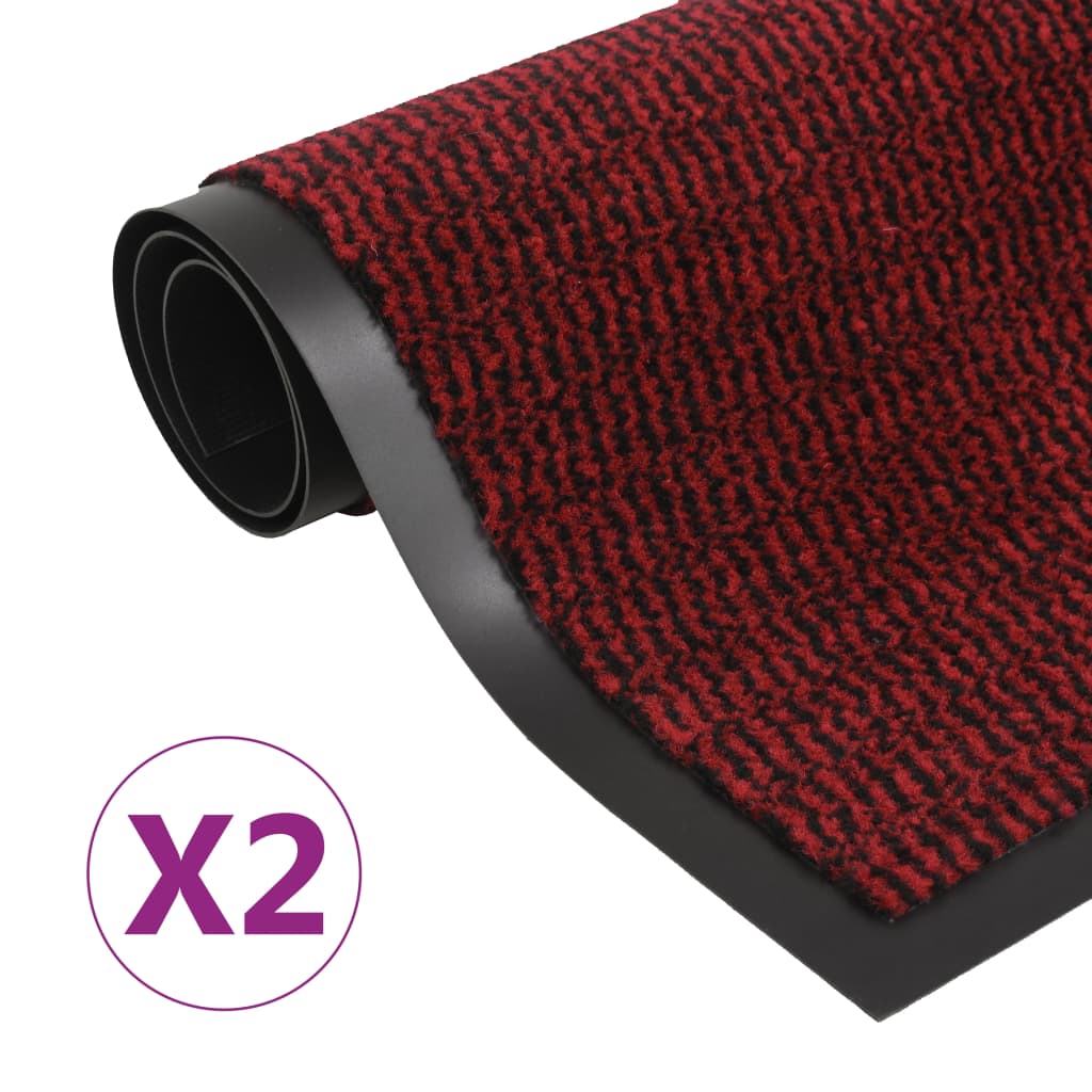 Vidaxl Droogloop Mats 2 PC Prostokątny kępek 80x120 cm czerwony