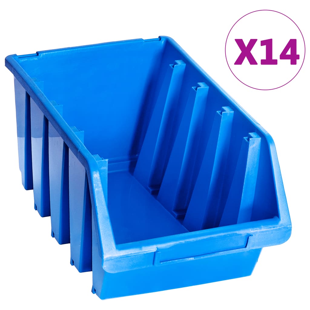 Vidaxl stapelbakken 14 st de plástico azul