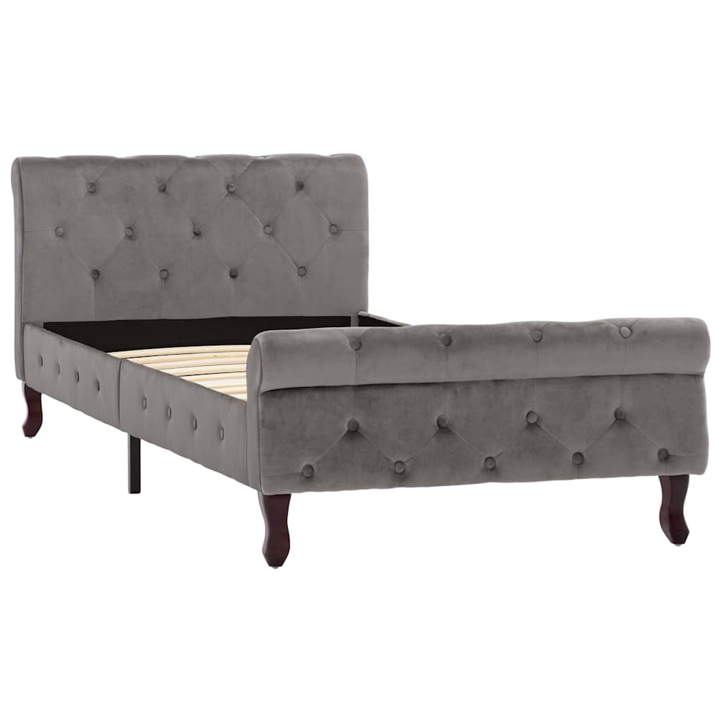 Vidaxl bedframe fluweel grijs 90x200 cm