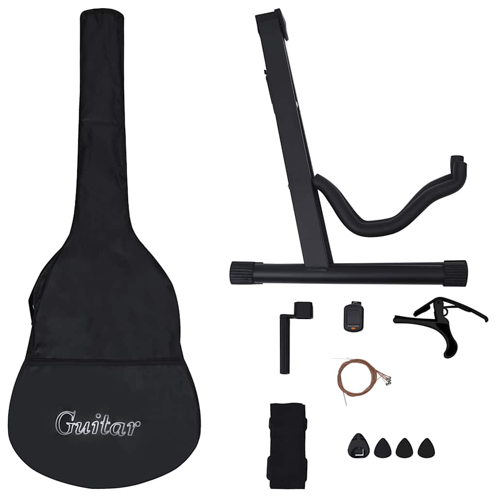 Vidaxl 12-teilige Gitarrenset Klassiker Anfänger 4 4 39 Schwarz