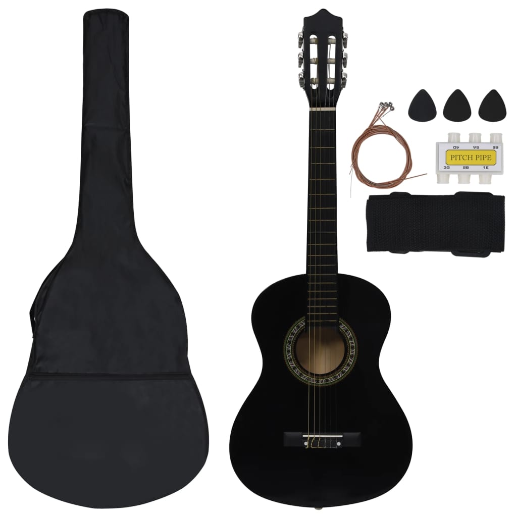 Vidaxl Guitar Guitar Set Classic Beginner 1 2 34 Black