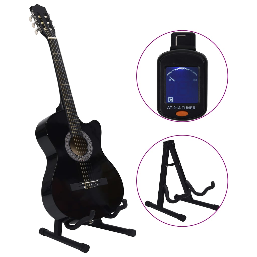 Ensemble de guitare Vidaxl 12 parties avec 6 cordes Western Classic 38 Black