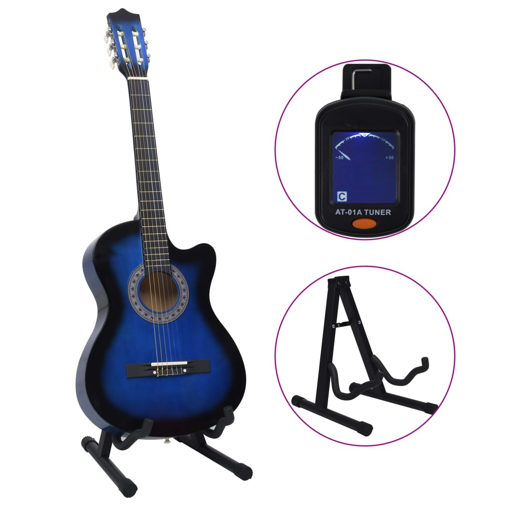 Juego de guitarra Vidaxl de 12 partes con 6 cuerdas Western Classic 38 Blue