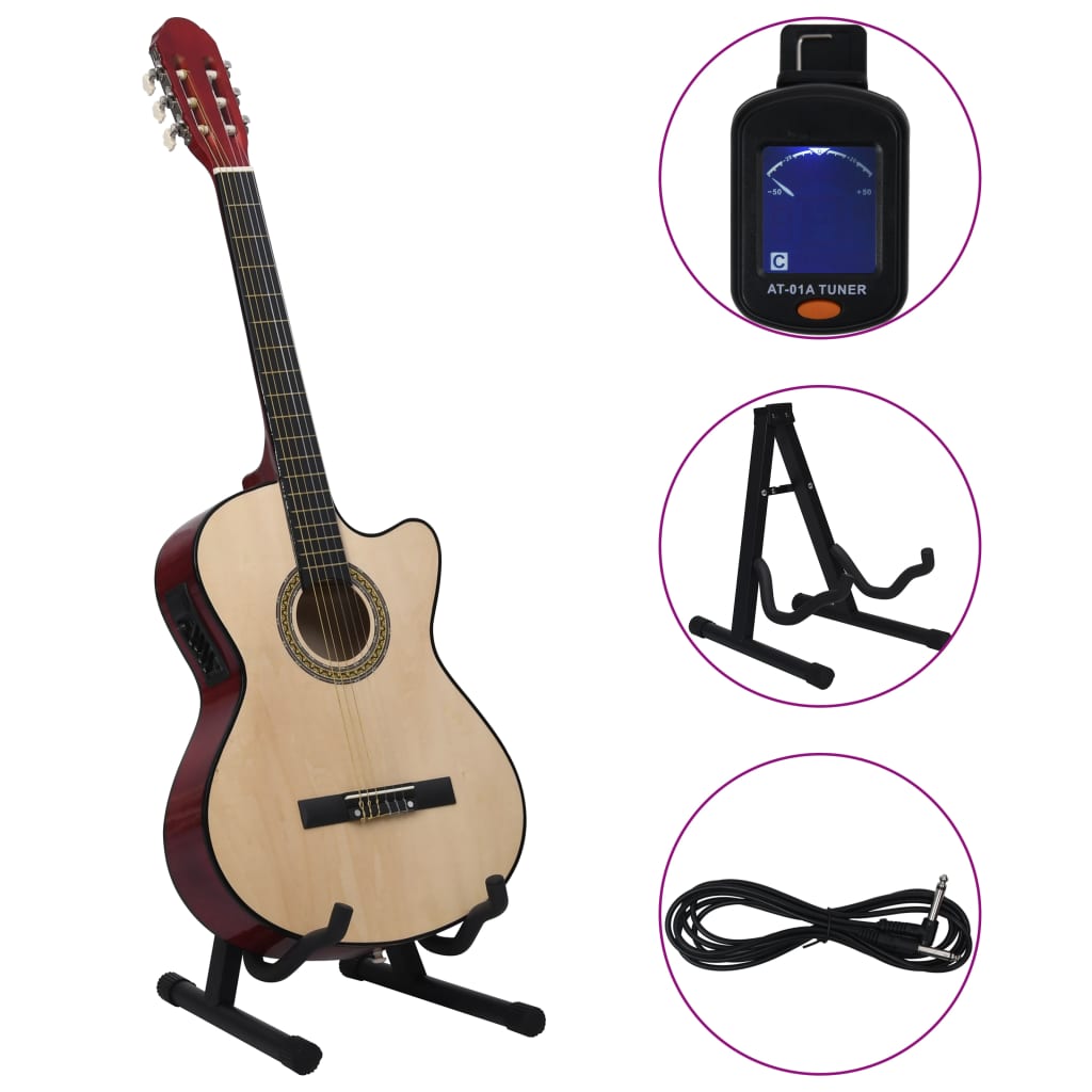 Ensemble de guitare Vidaxl 12 pièces avec égaliseur et 6 cordes occidentales