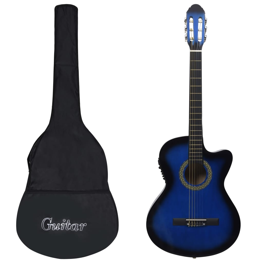 Set di chitarra a 12 pezzi Vidaxl con pareggio e 6 corde blu occidentale