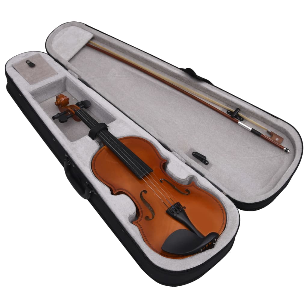 Vidaxl Violin Juego con Bow y Kinstun 4 4 Wood Dark