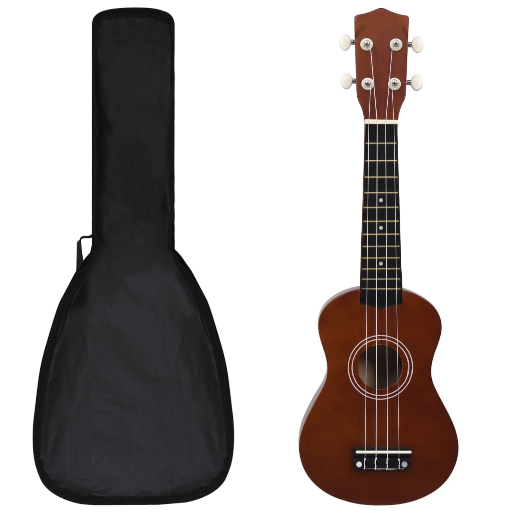 Vidaxl ukuleleset z torbo za otroke Soprano 21 '' Darkhout obarvana