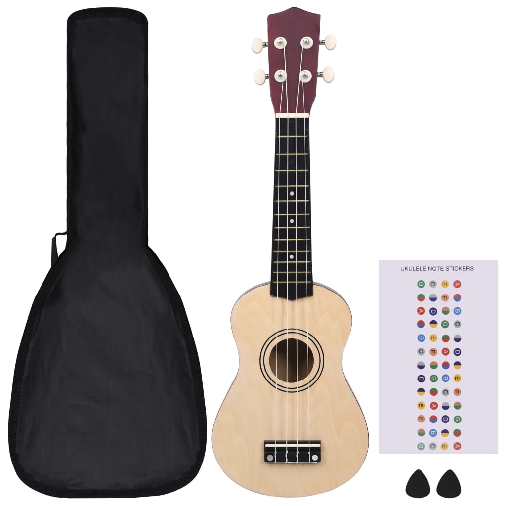 Vidaxl ukuleleset s vaku pro děti soprán 21 '' Lightwood Colored